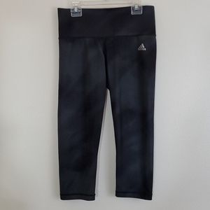 Adidas Black Tie-Dyed Mottled Capri Workout Pants S